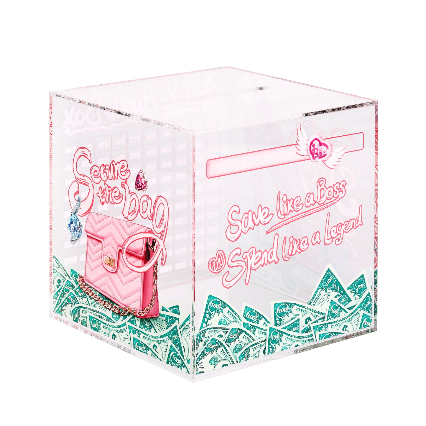 10K Smash Box – Clear Acrylic Savings Challenge Box for Cash and Coins