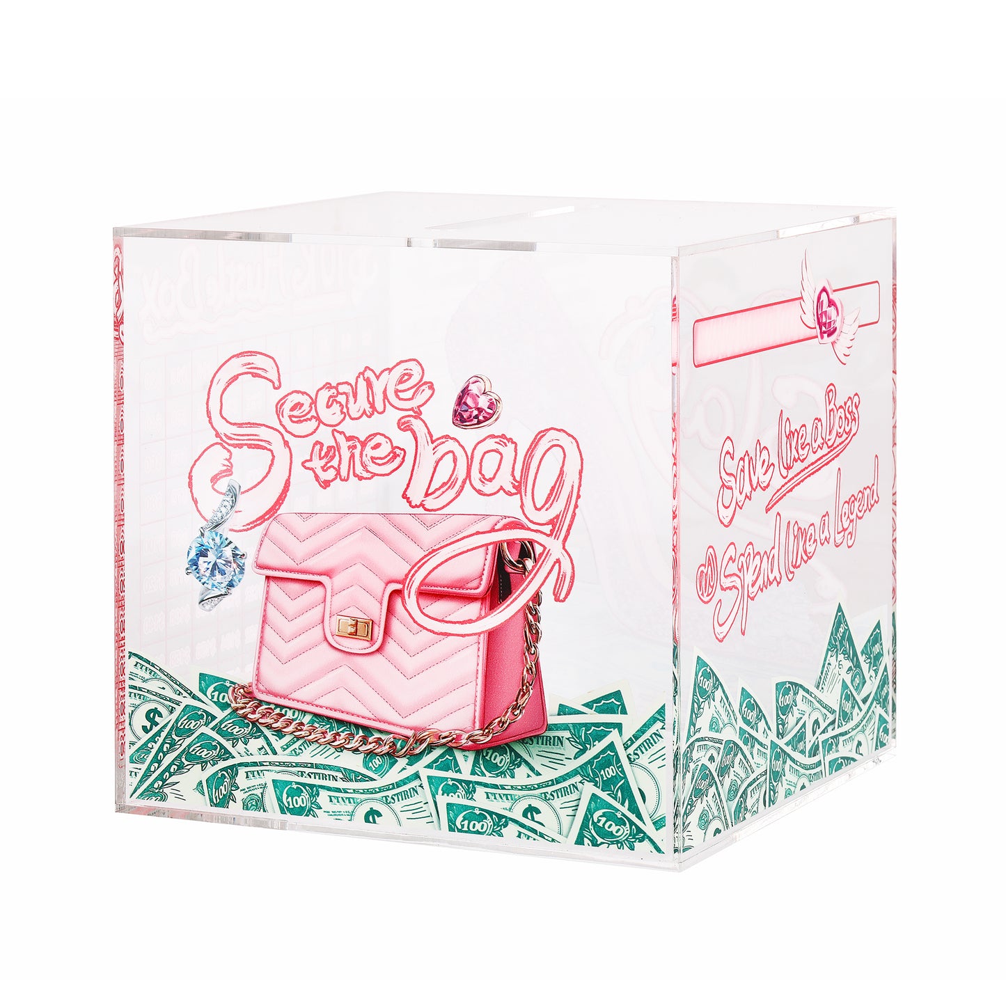 10K Smash Box – Clear Acrylic Savings Challenge Box for Cash and Coins