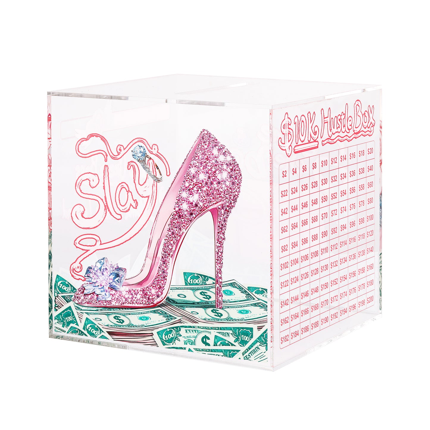 10K Smash Box – Clear Acrylic Savings Challenge Box for Cash and Coins