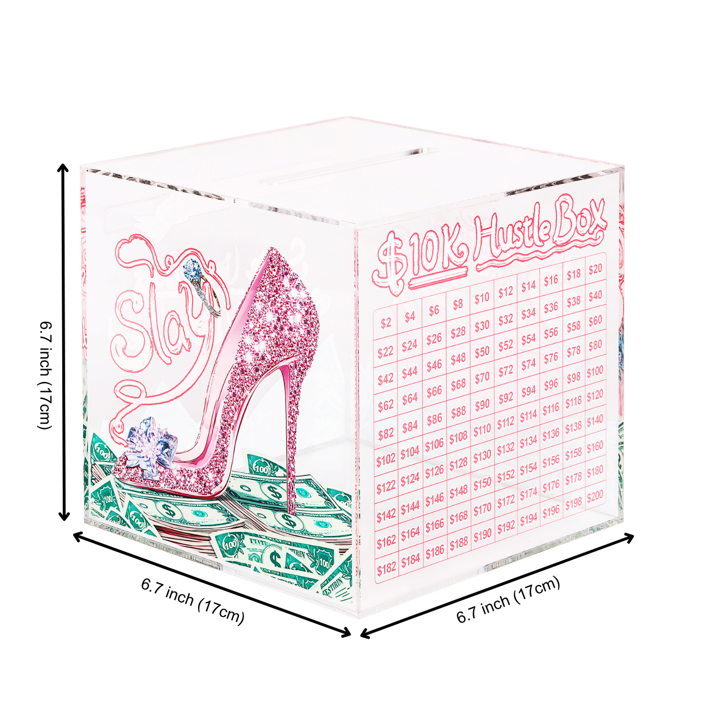10K Smash Box – Clear Acrylic Savings Challenge Box for Cash and Coins